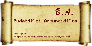 Budaházi Annunciáta névjegykártya
